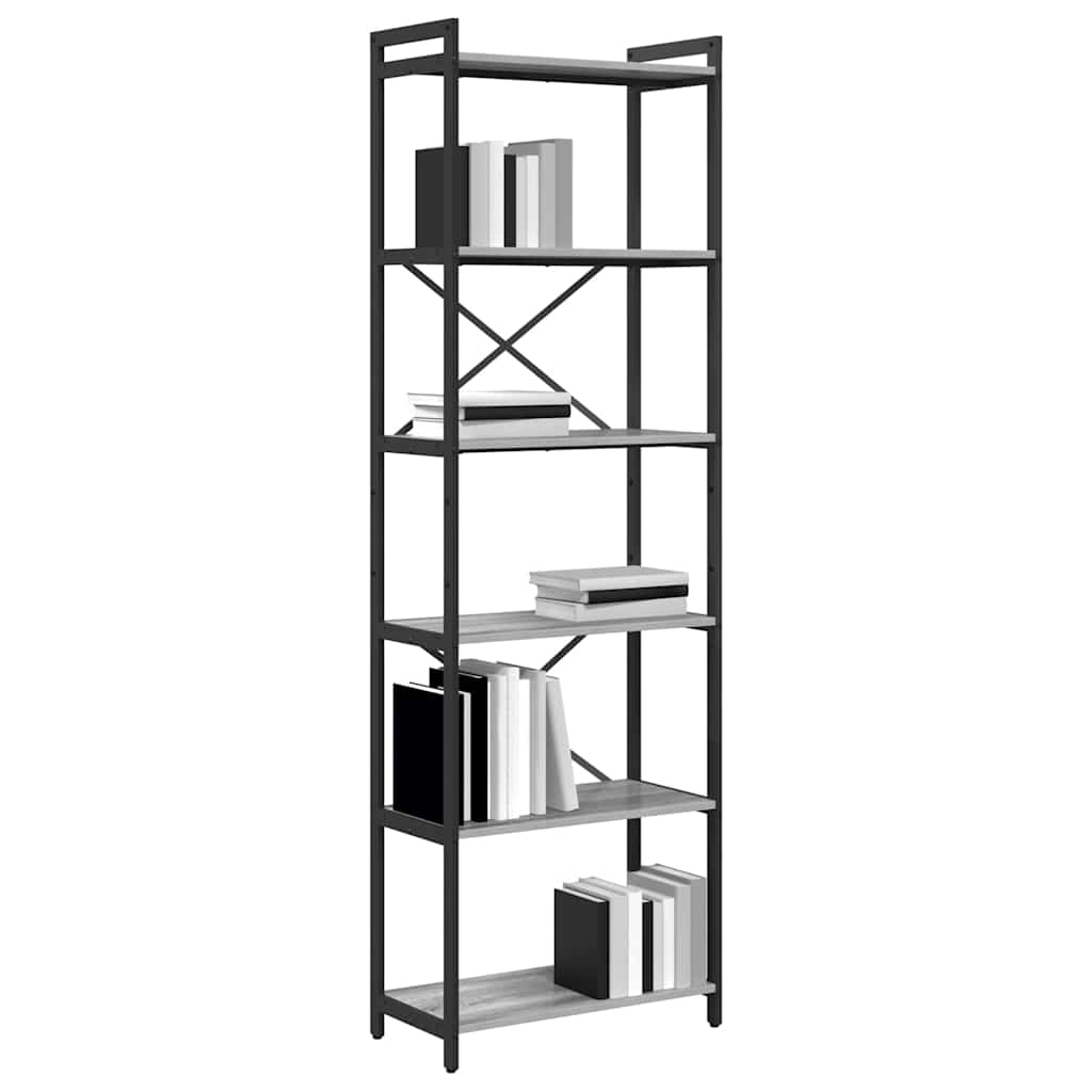 Bookshelf 60 x 30 x 189.5 cm Engineered Wood Grey sonoma