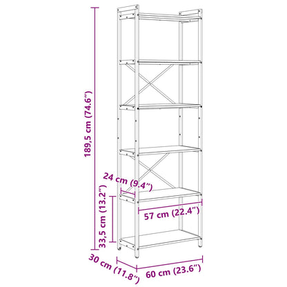 Bookshelf Old wood 60 x 30 x 190 cm Engineered Wood