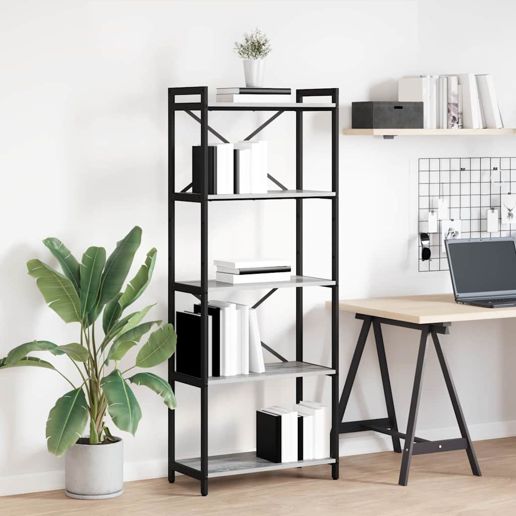 Bookshelf 60 x 30 x 155 cm Engineered Wood Grey sonoma