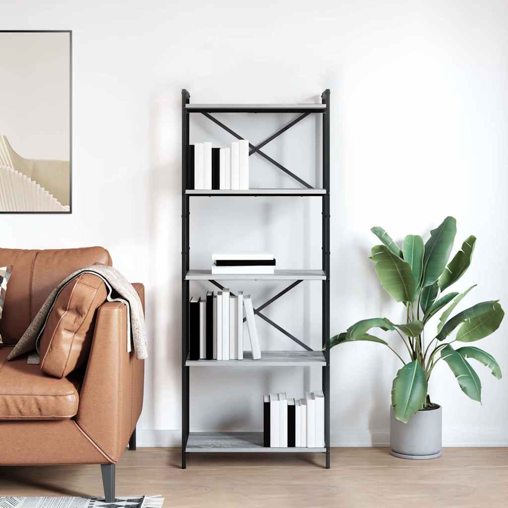 Bookshelf 60 x 30 x 155 cm Engineered Wood Grey sonoma