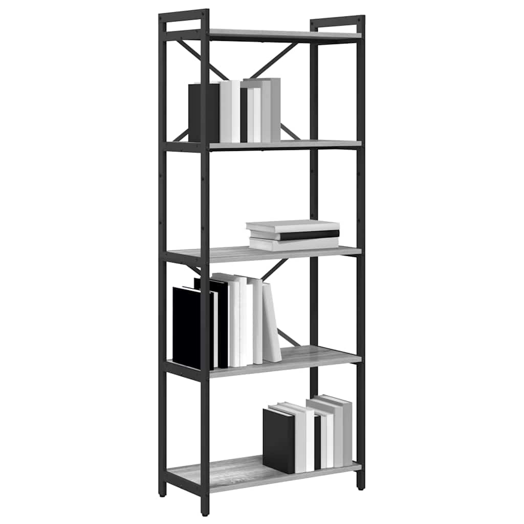 Bookshelf 60 x 30 x 155 cm Engineered Wood Grey sonoma