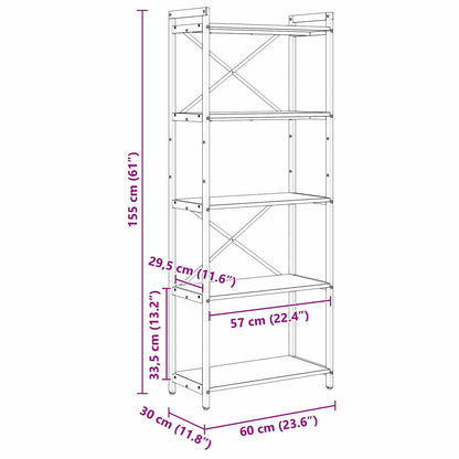 Bookshelf Grey sonoma 60 x 30 x 155 cm Engineered Wood