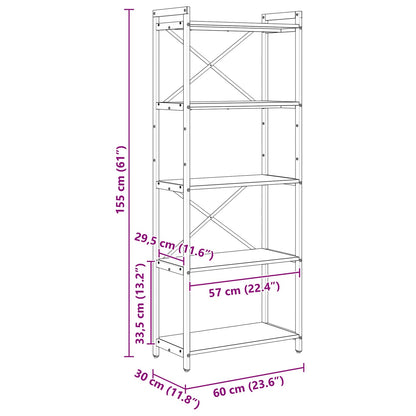 Bookshelf Artisan Oak 60 x 30 x 155 cm Engineered Wood