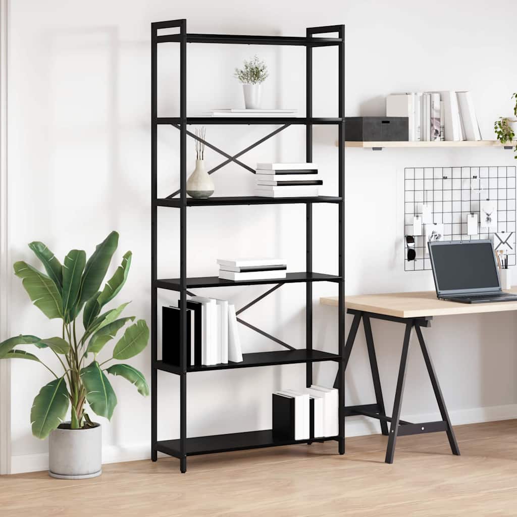 Bookshelf Black Oak 80 x 30 x 190 cm Engineered Wood