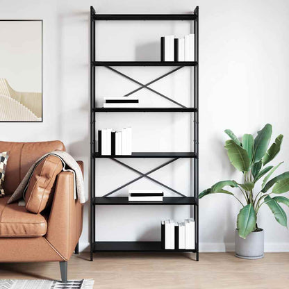 Bookshelf Black Oak 80 x 30 x 190 cm Engineered Wood