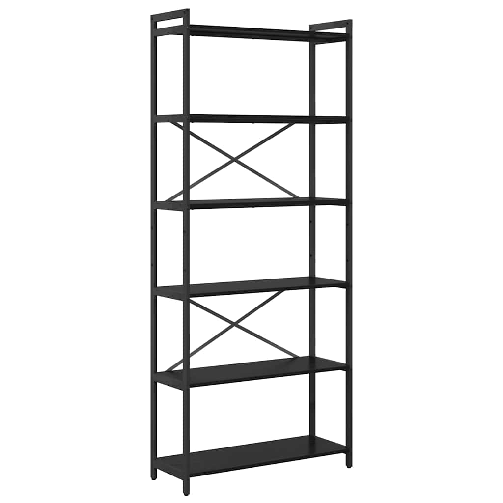 Bookshelf Black Oak 80 x 30 x 190 cm Engineered Wood