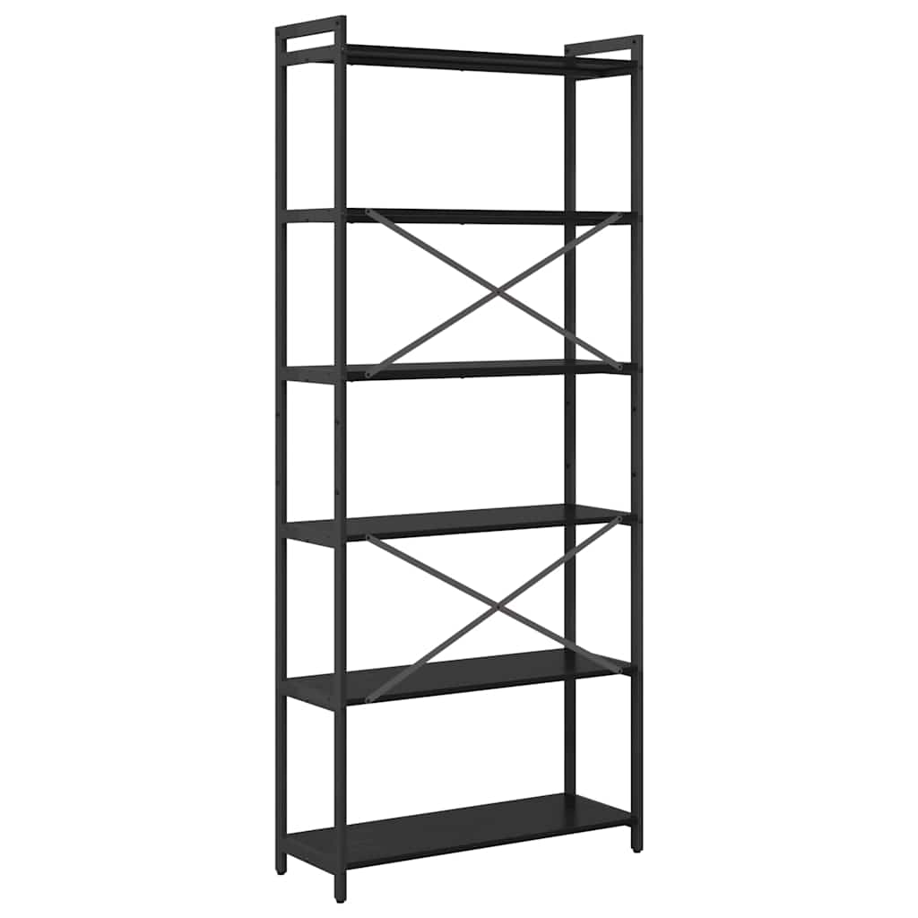 Bookshelf Black Oak 80 x 30 x 190 cm Engineered Wood