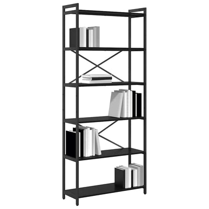 Bookshelf Black Oak 80 x 30 x 190 cm Engineered Wood