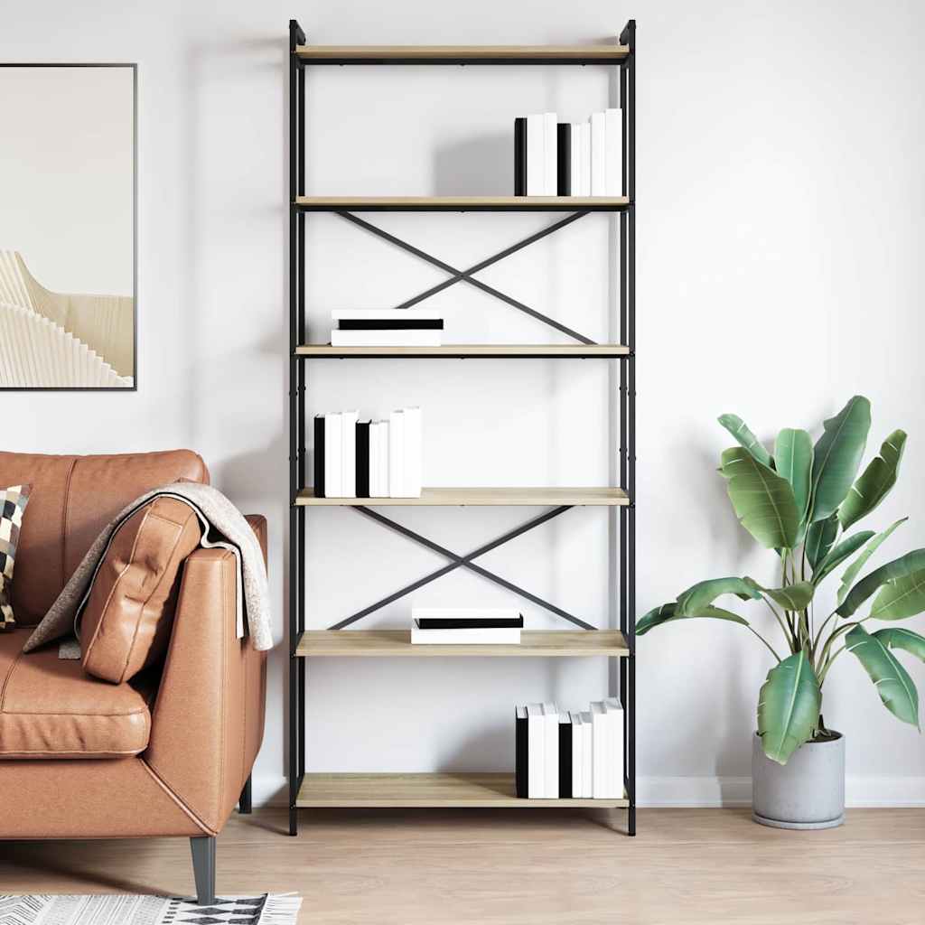 Bookshelf Sonoma Oak 80 x 30 x 190 cm Engineered Wood