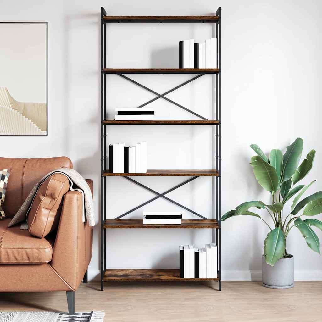 Bookshelf Smoked Oak 80 x 30 x 190 cm Engineered Wood