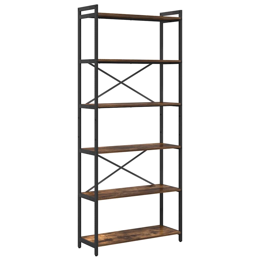 Bookshelf Smoked Oak 80 x 30 x 190 cm Engineered Wood