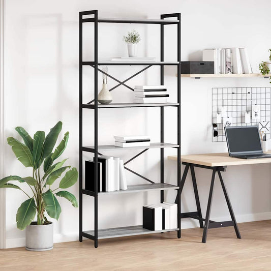 Bookshelf 80 x 30 x 189.5 cm Engineered Wood Grey sonoma