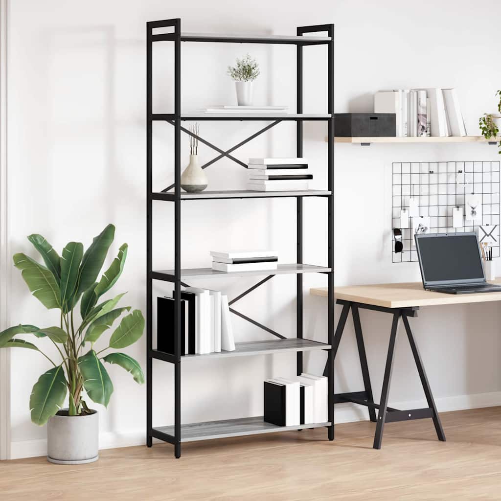 Bookshelf 80 x 30 x 189.5 cm Engineered Wood Grey sonoma