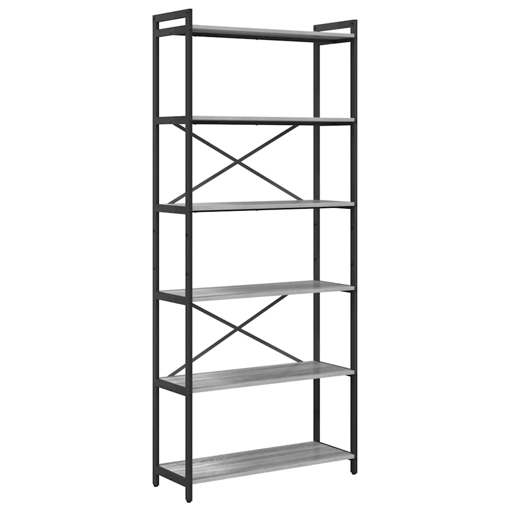 Bookshelf 80 x 30 x 189.5 cm Engineered Wood Grey sonoma