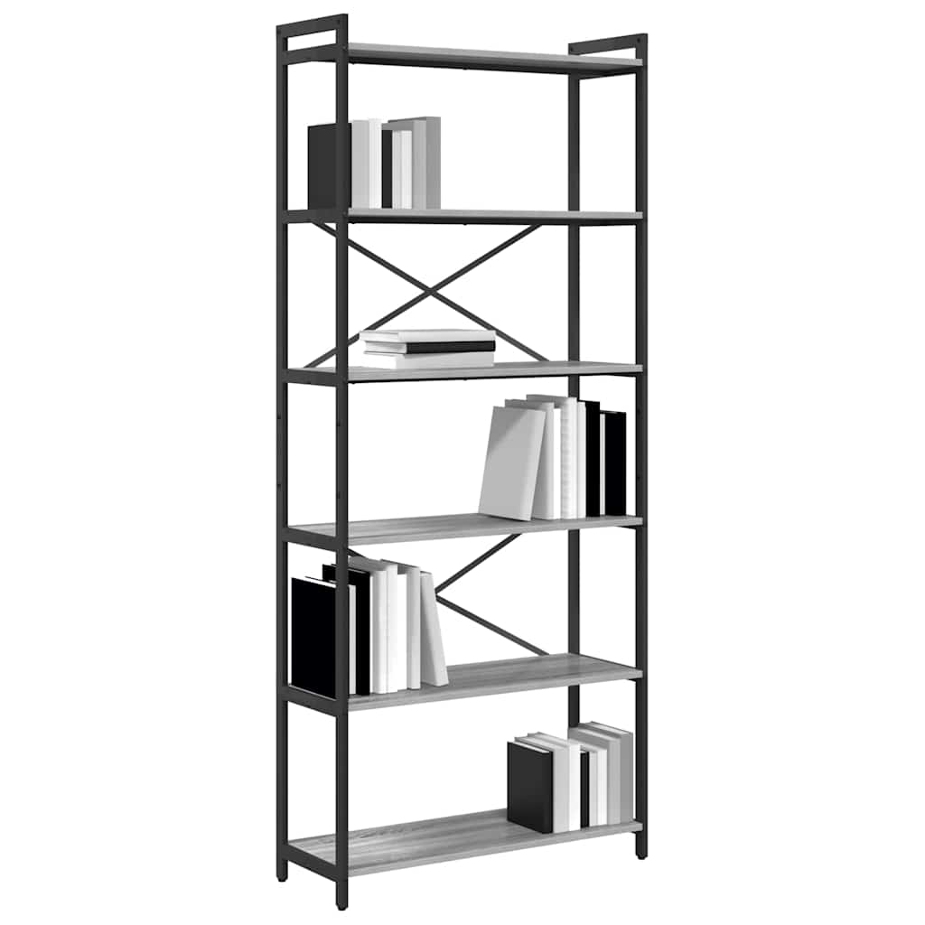Bookshelf 80 x 30 x 189.5 cm Engineered Wood Grey sonoma
