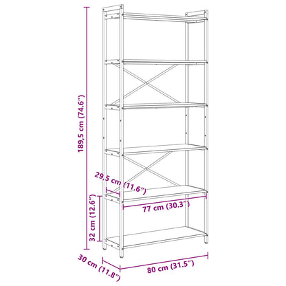 Bookshelf Old wood 80 x 30 x 190 cm Engineered Wood