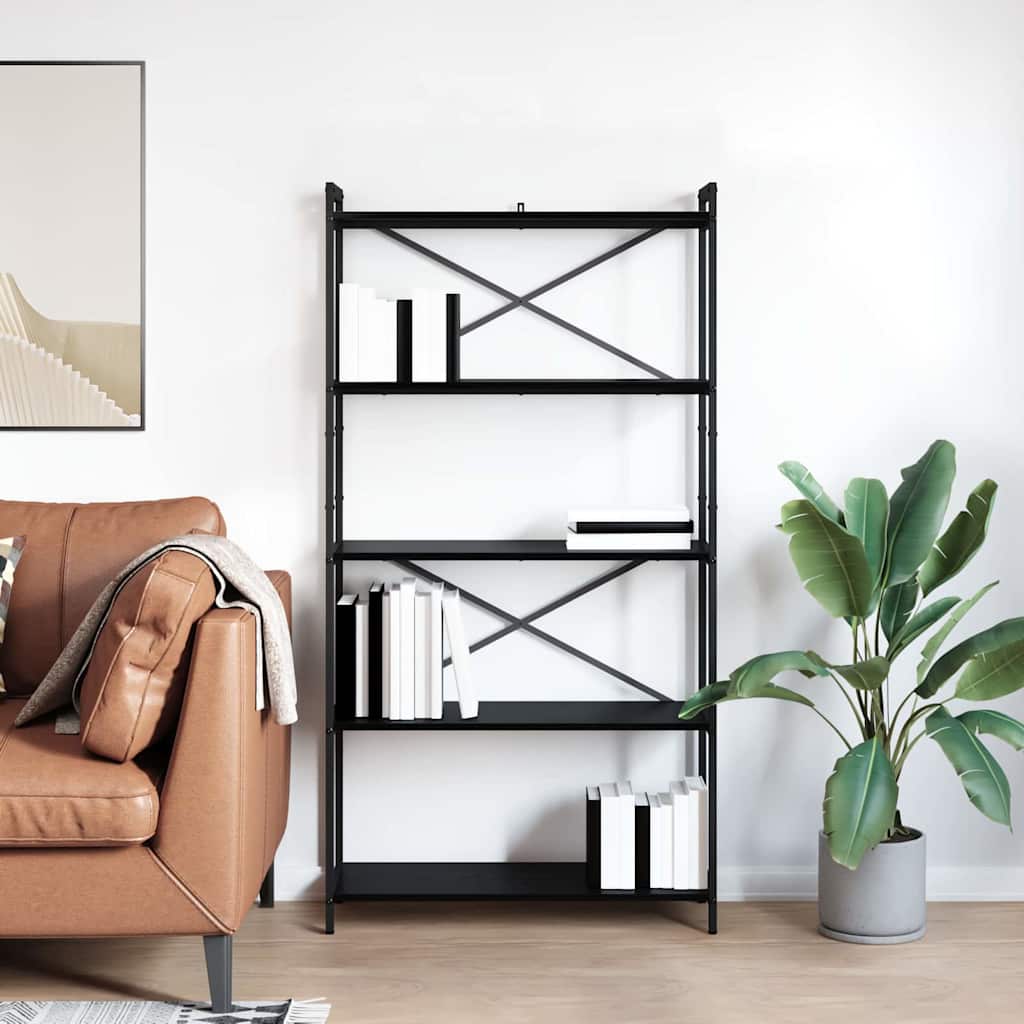 Bookshelf 80 x 30 x 155 cm Engineered Wood Black Oak