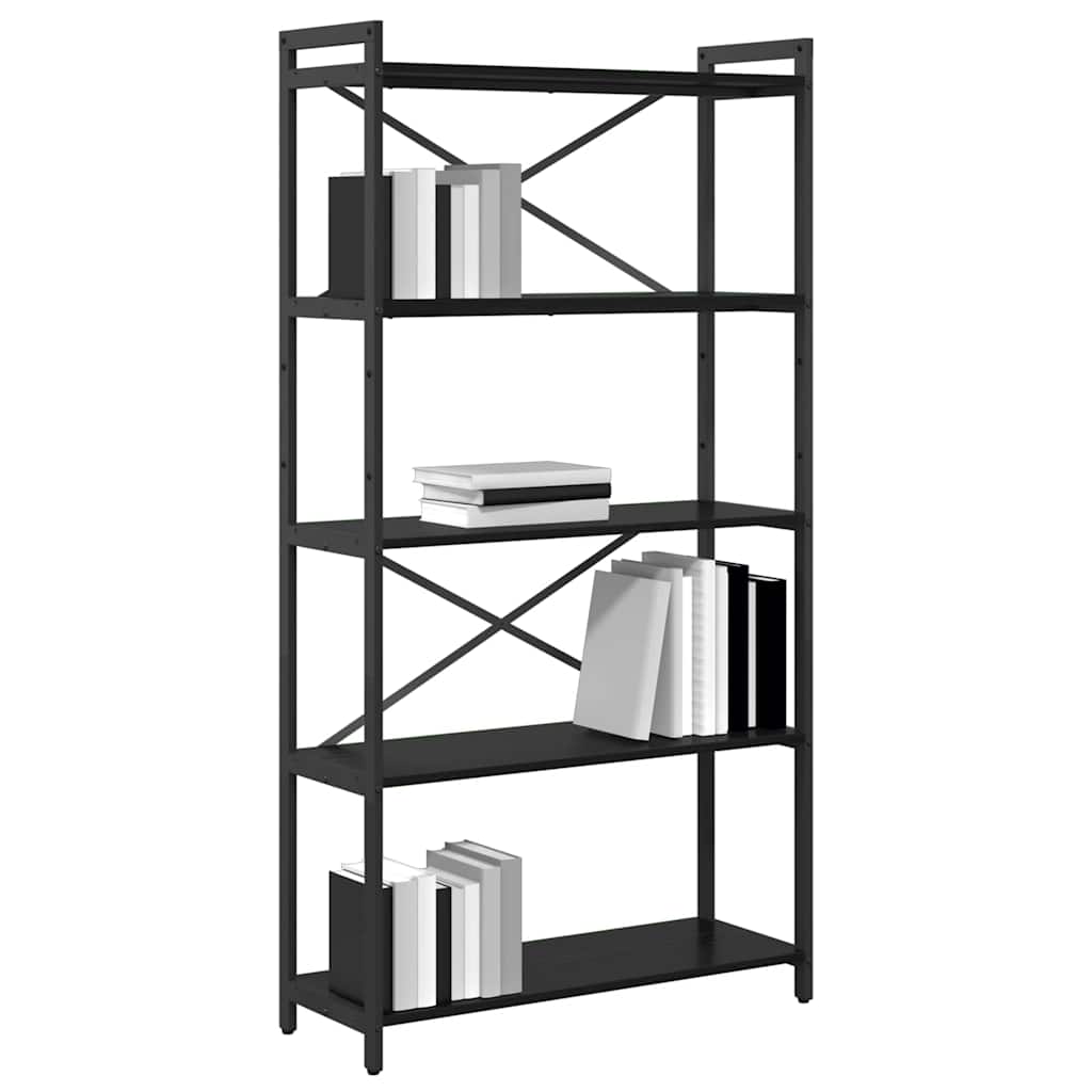 Bookshelf Black Oak 80 x 30 x 155 cm Engineered Wood