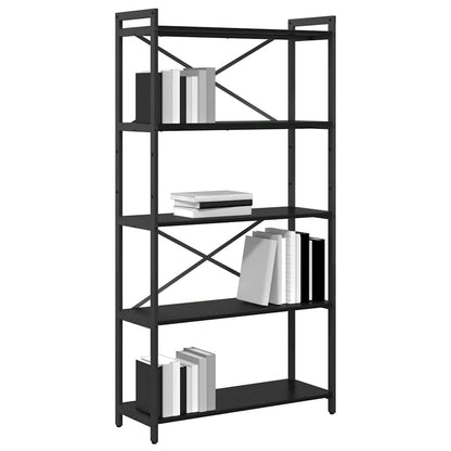 Bookshelf Black Oak 80 x 30 x 155 cm Engineered Wood