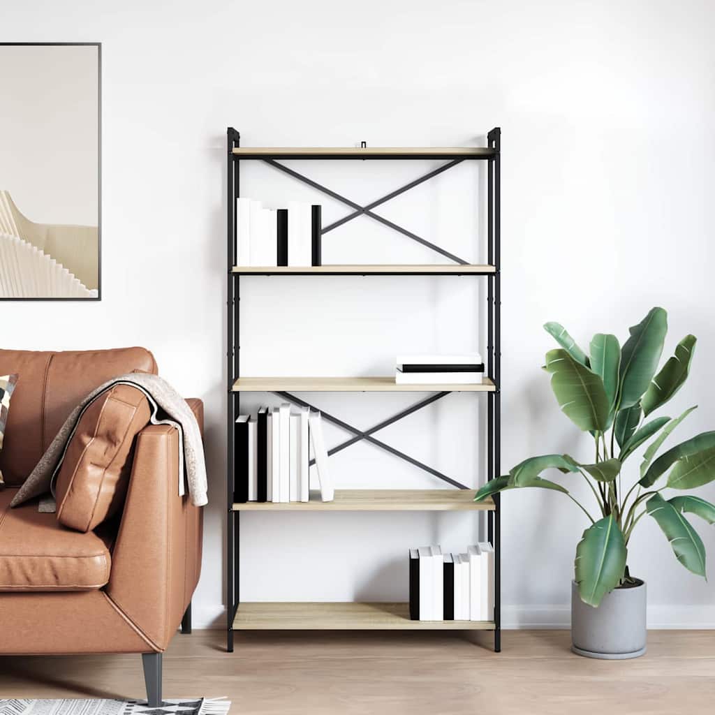 Bookshelf 80 x 30 x 155 cm Engineered Wood Sonoma Oak
