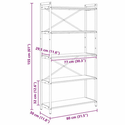Bookshelf Sonoma Oak 80 x 30 x 155 cm Engineered Wood