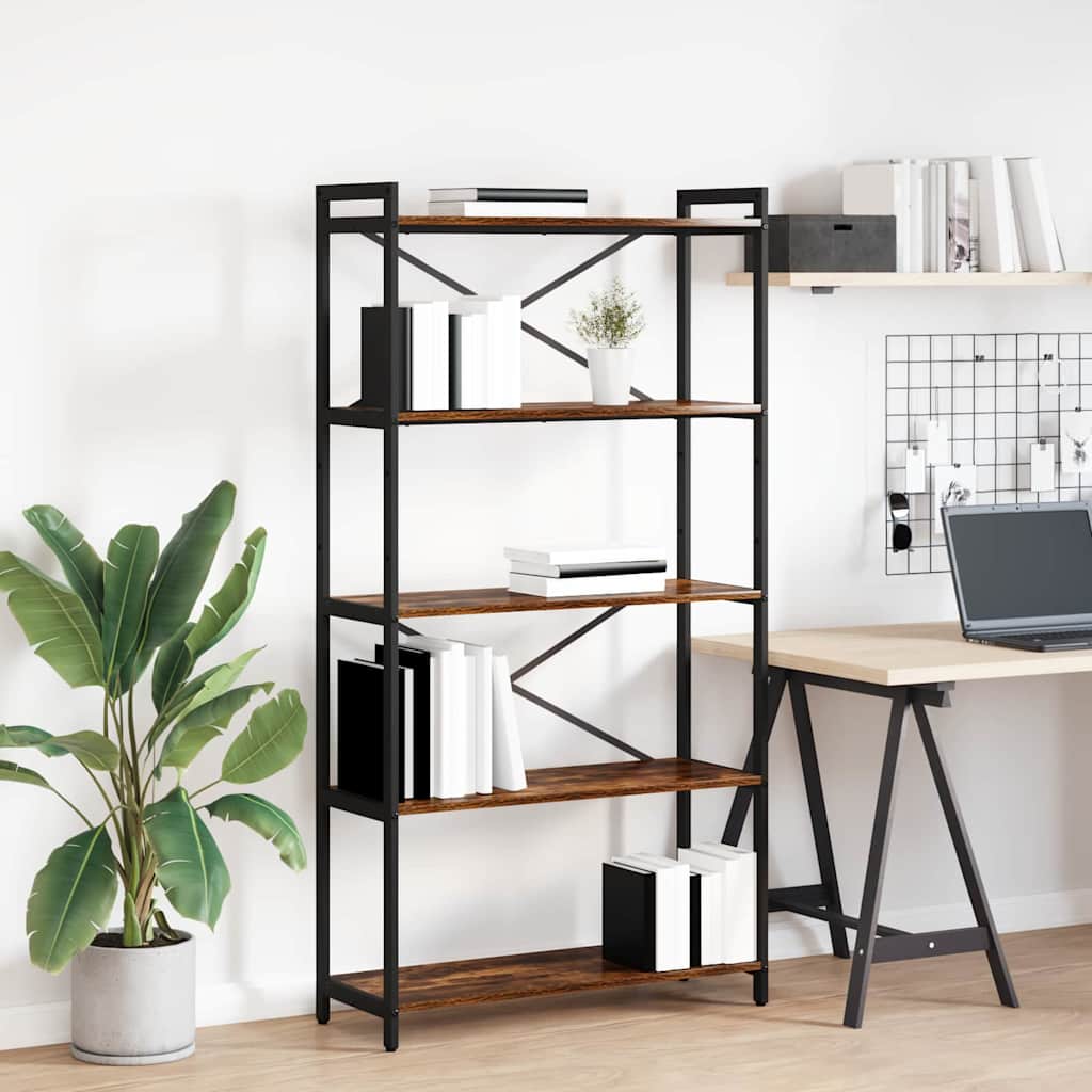 Bookshelf 80 x 30 x 155 cm Engineered Wood Smoked Oak