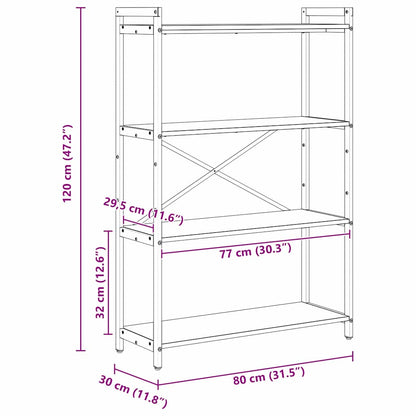Bookshelf Black Oak 80 x 30 x 120 cm Engineered Wood