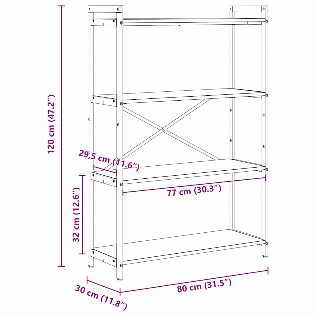 Bookshelf Smoked Oak 80 x 30 x 120 cm Engineered Wood