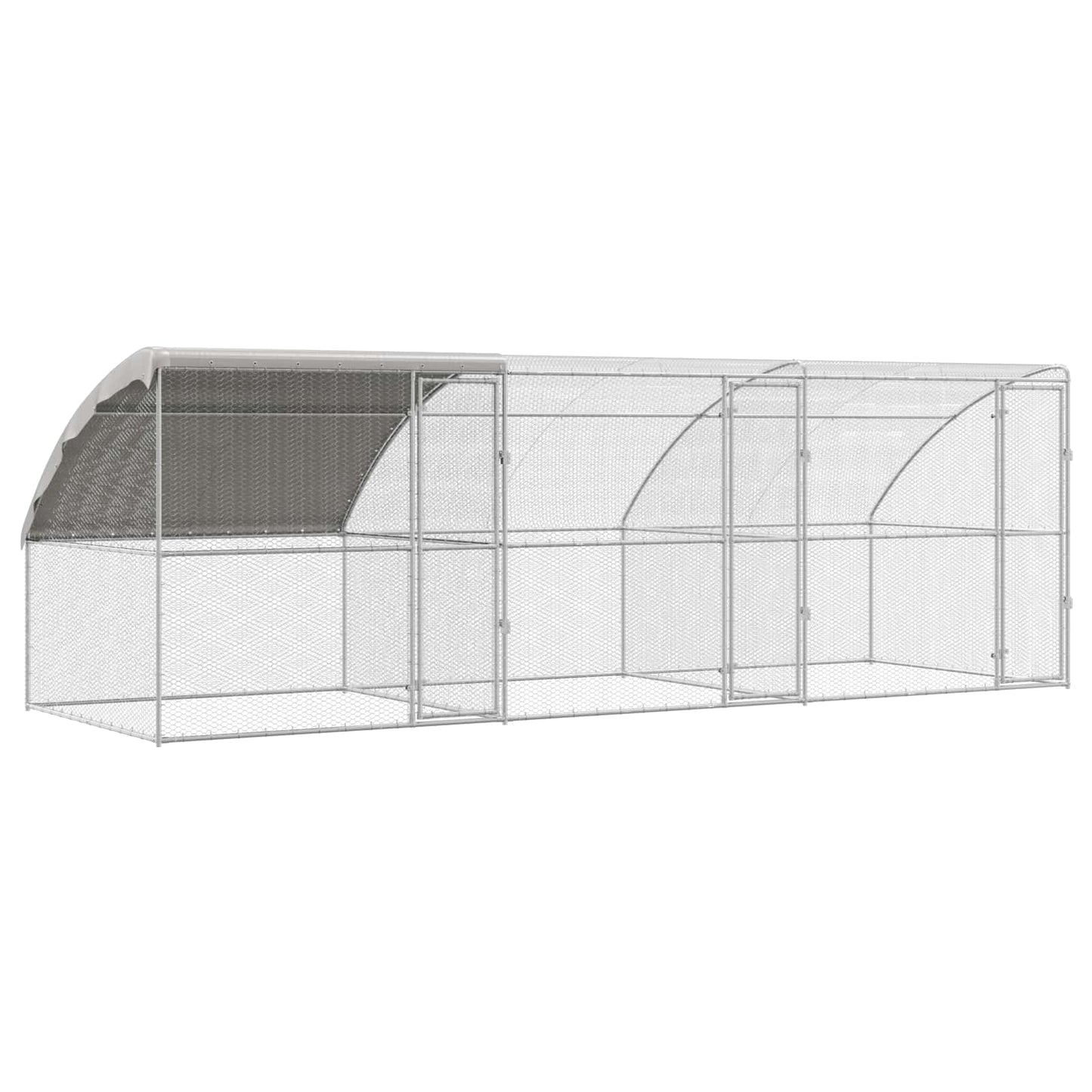Chicken Cage 3 pcs Silver 600 x 200 x 200 cm Steel and PE