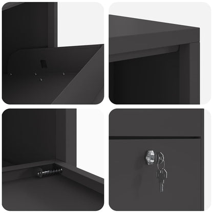 Parcel Drop Box with Storage Black 44 x 22 x 82 cm Steel