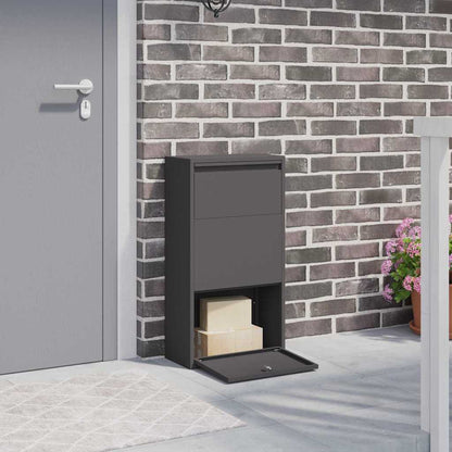 Parcel Drop Box with Storage Black 44 x 22 x 82 cm Steel