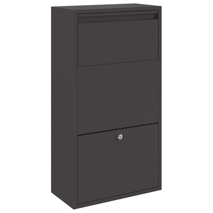Parcel Drop Box with Storage Black 44 x 22 x 82 cm Steel