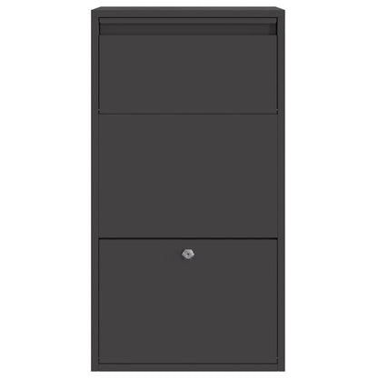 Parcel Drop Box with Storage Black 44 x 22 x 82 cm Steel