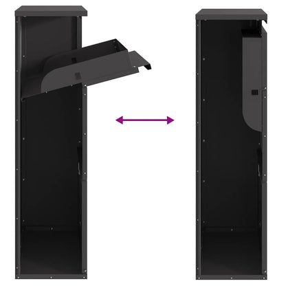 Parcel Drop Box with Storage Black 44 x 22 x 82 cm Steel