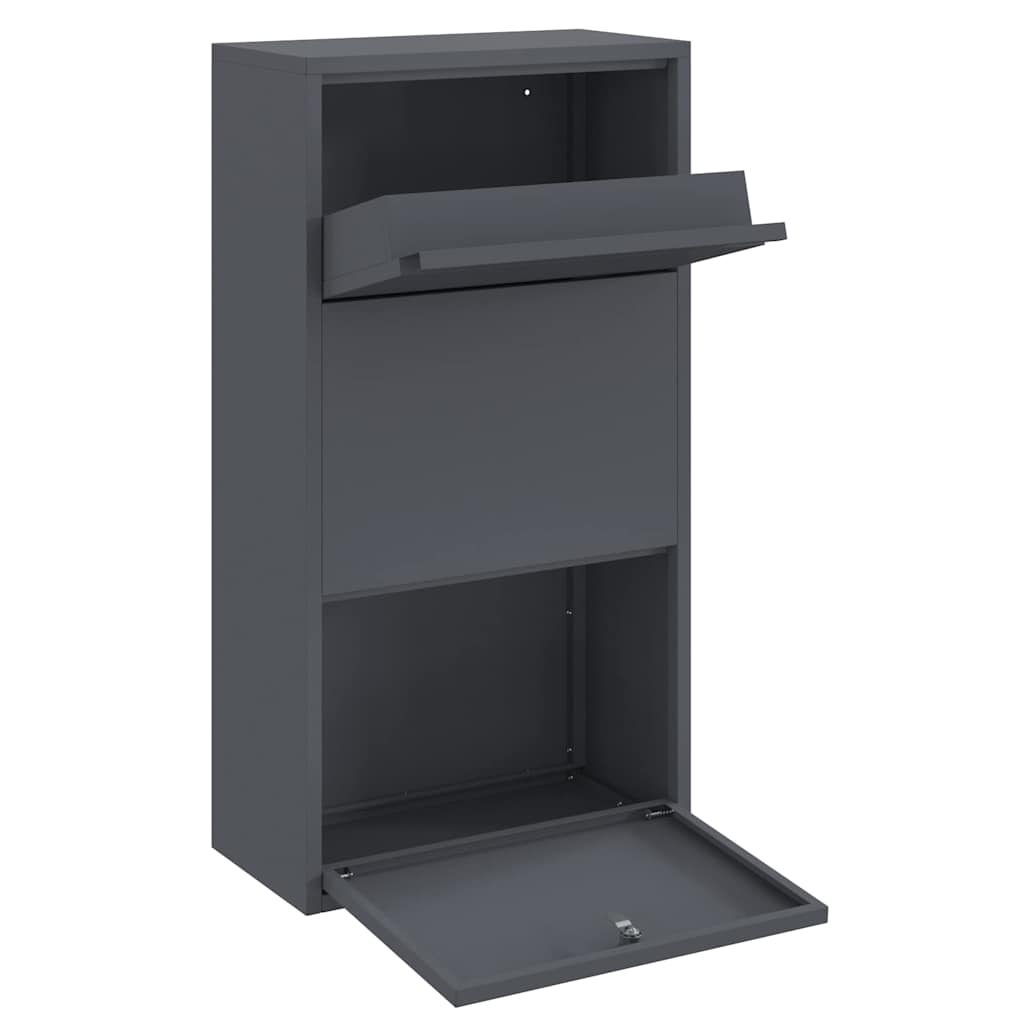 Parcel Drop Box with Storage Anthracite 44 x 22 x 82 cm Steel