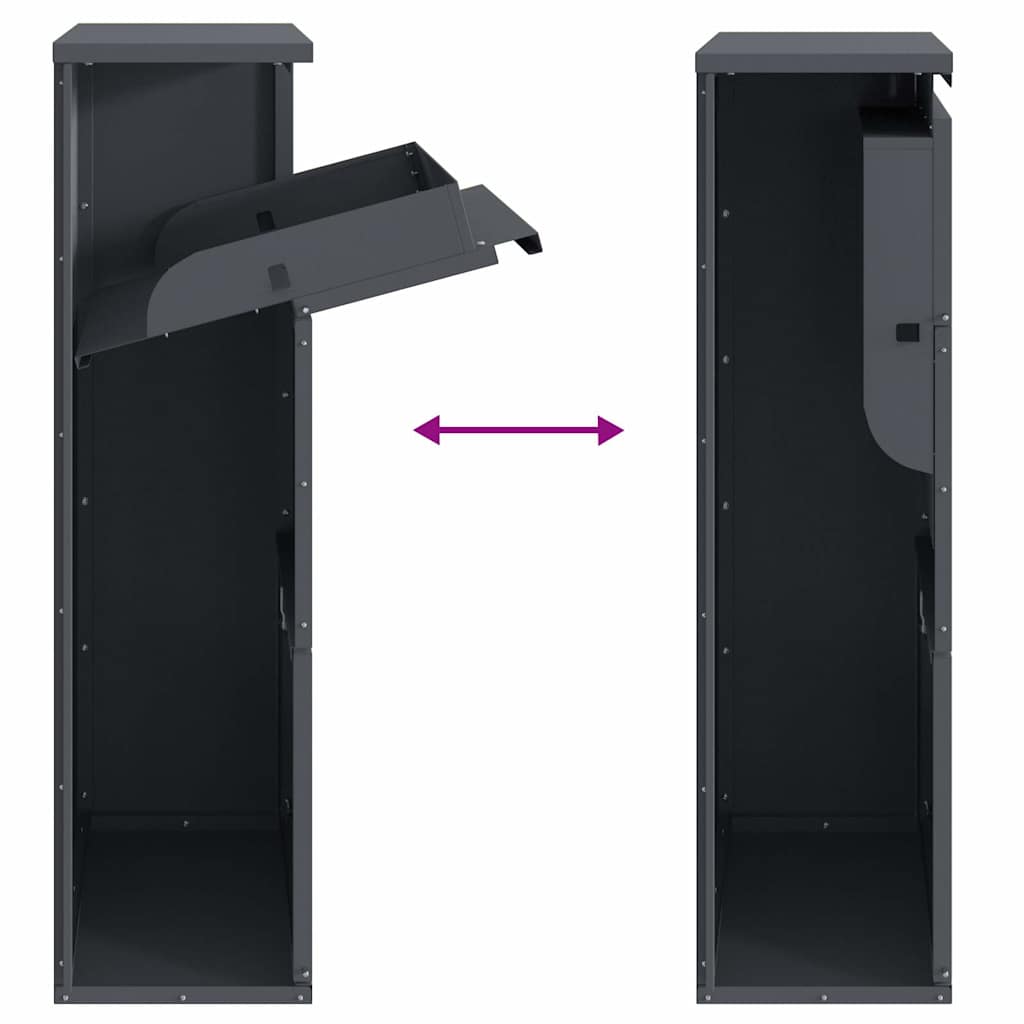 Parcel Drop Box with Storage Anthracite 44 x 22 x 82 cm Steel