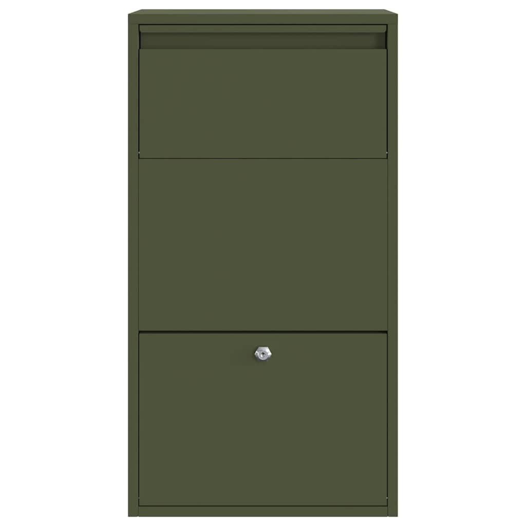 Parcel Drop Box with Storage Olive Green 44 x 22 x 82 cm Steel