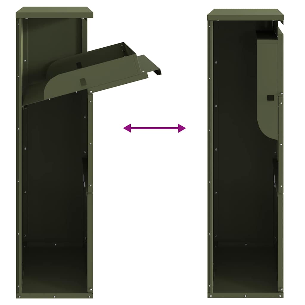 Parcel Drop Box with Storage Olive Green 44 x 22 x 82 cm Steel