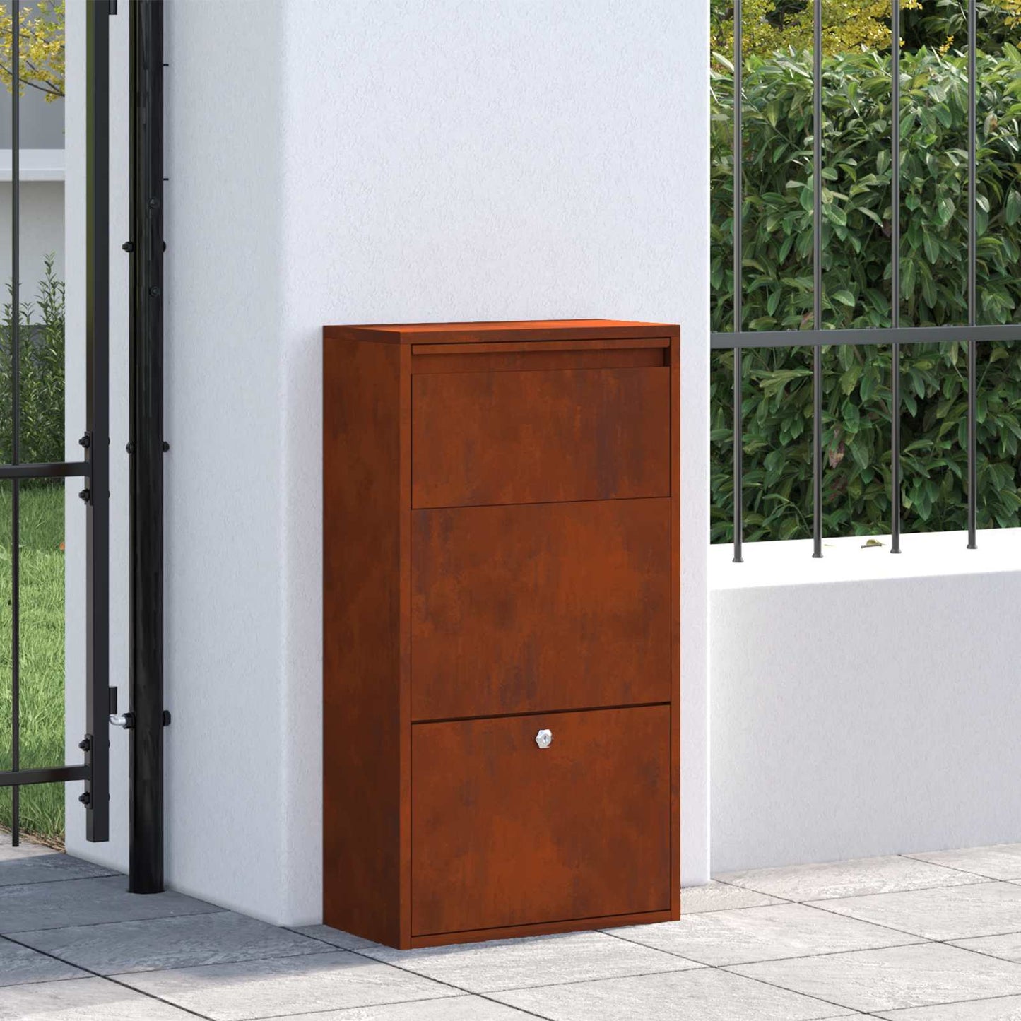 Parcel Drop Box Rusty 44 x 22 x 82 cm Weathering Steel