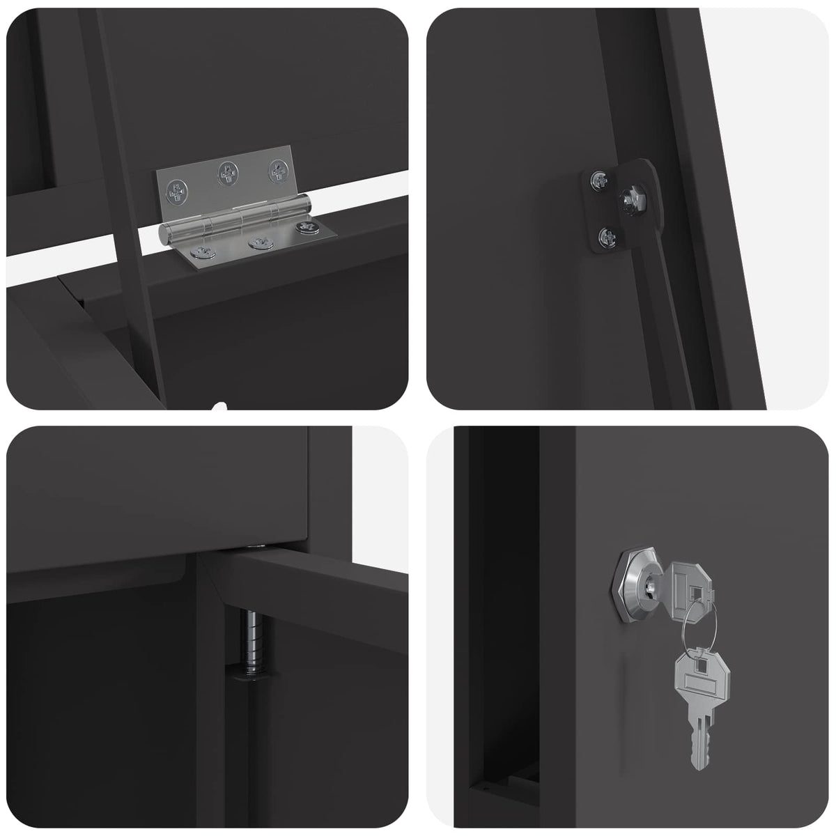 Parcel Drop Box with Storage Black 44.5 x 29 x 110.5 cm Steel