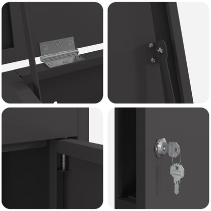 Parcel Drop Box with Storage Black 44.5 x 29 x 110.5 cm Steel