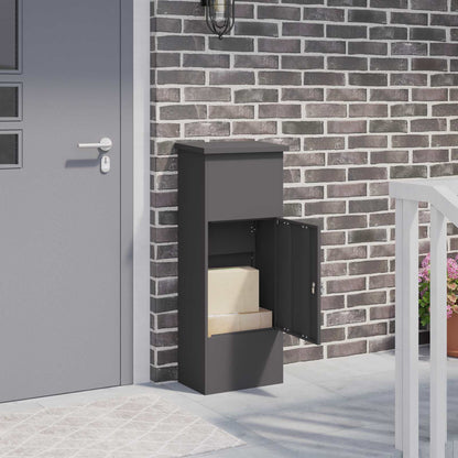 Parcel Drop Box with Storage Black 44.5 x 29 x 110.5 cm Steel