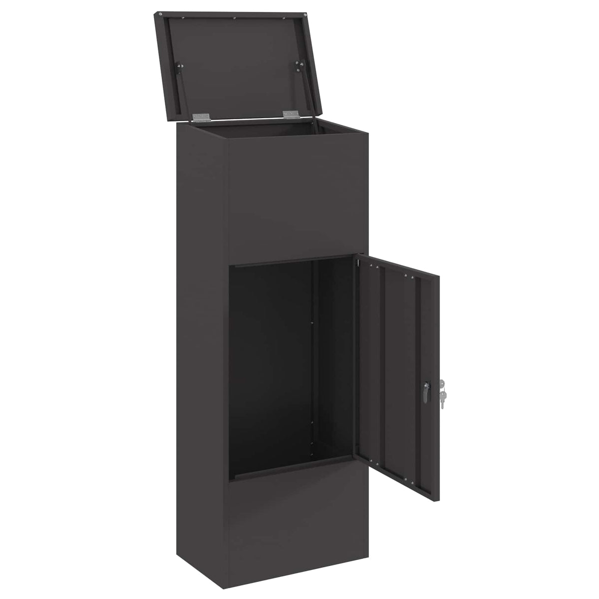 Parcel Drop Box with Storage Black 44.5 x 29 x 110.5 cm Steel