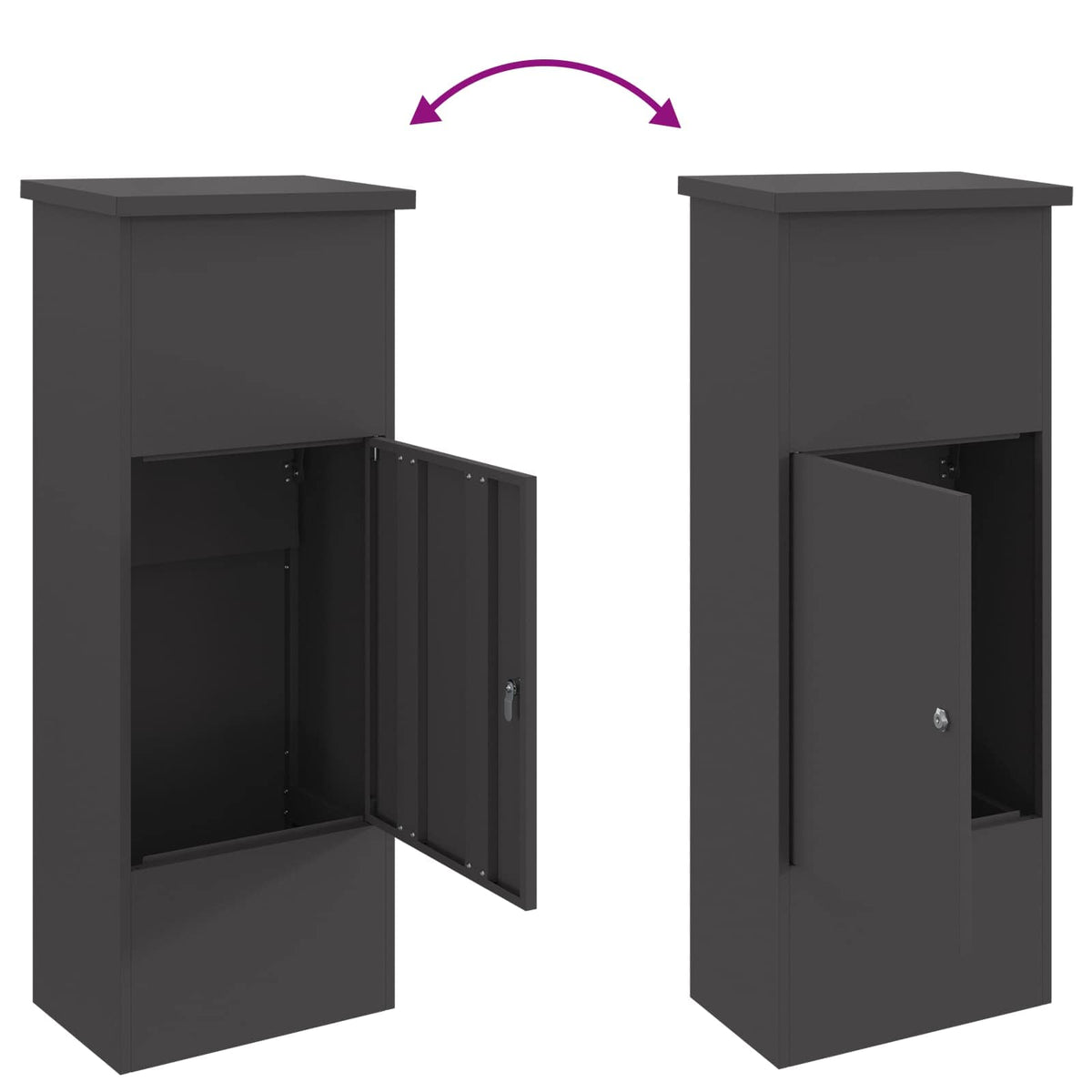 Parcel Drop Box with Storage Black 44.5 x 29 x 110.5 cm Steel