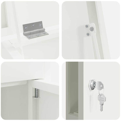 Parcel Drop Box with Storage White 44.5 x 29 x 110.5 cm Steel