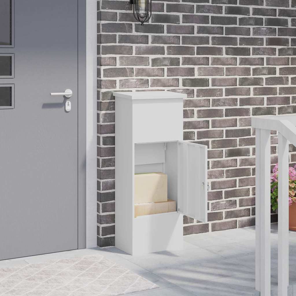Parcel Drop Box with Storage White 44.5 x 29 x 110.5 cm Steel