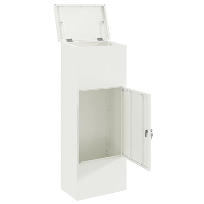 Parcel Drop Box with Storage White 44.5 x 29 x 110.5 cm Steel
