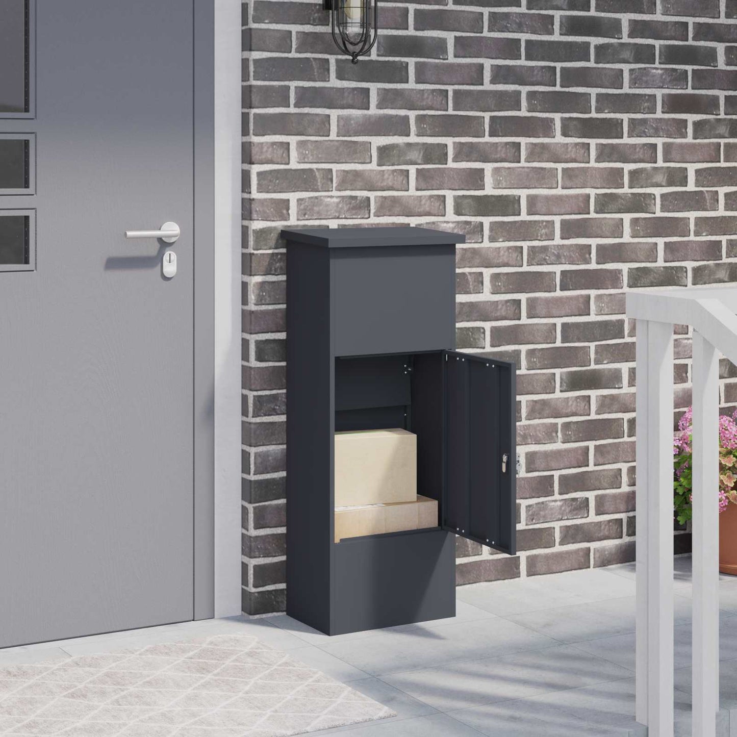 Parcel Drop Box with Door Anthracite 44.5 x 29 x 110.5 cm Steel