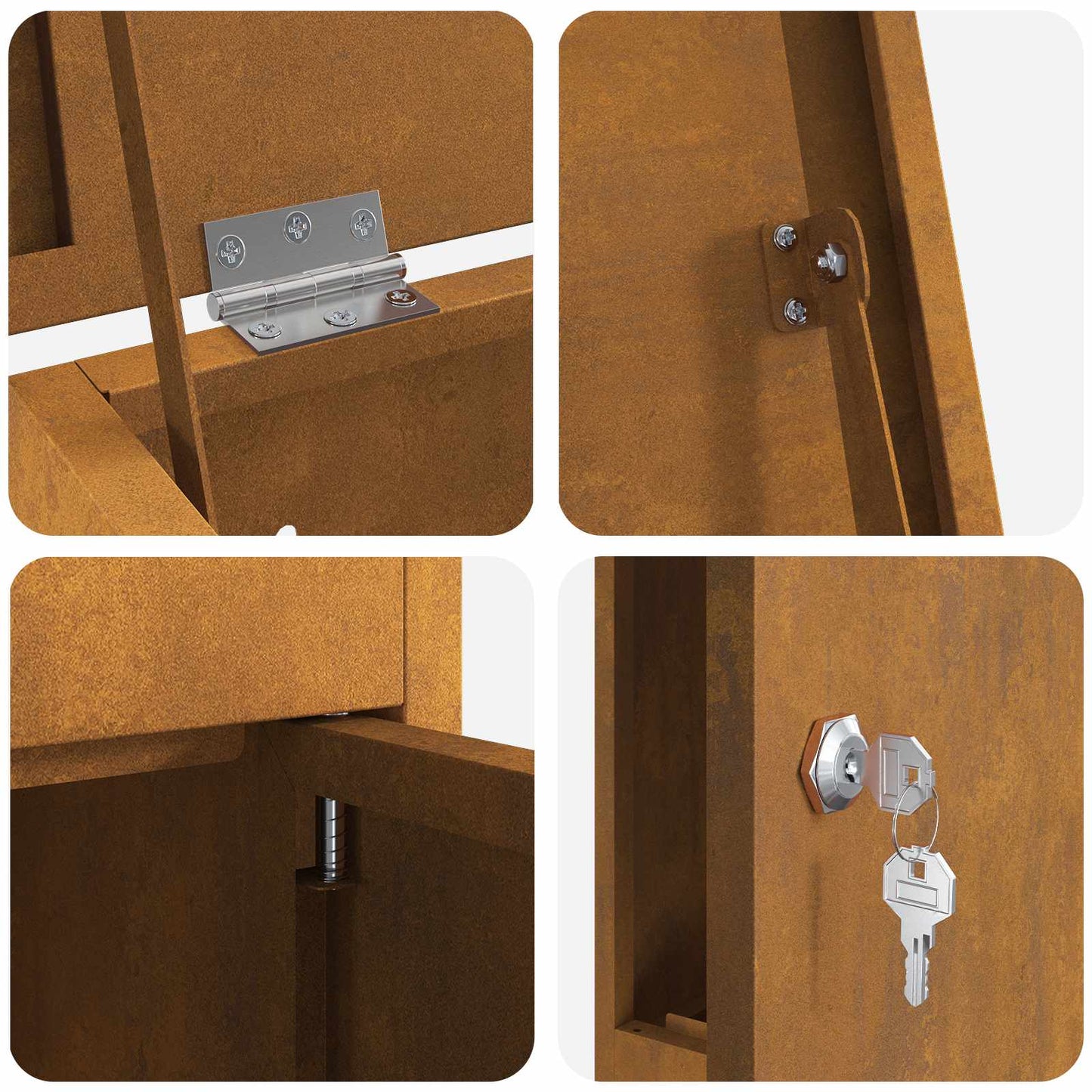 Parcel Drop Box Rusty 44.5 x 29 x 110.5 cm Weathering Steel