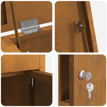 Parcel Drop Box Rusty 44.5 x 29 x 110.5 cm Weathering Steel